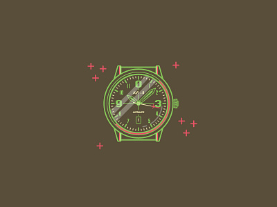 Avi-8 Watch green icon illustration lineart time vector watch wristwatch