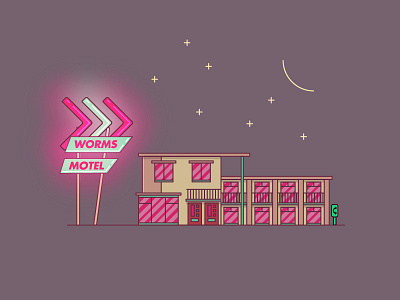 Motel america building illustration moon night retro sky usa vector vintage