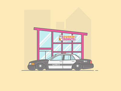 Natural Habitat america architecture car city cityscape cop donut dunkindonuts illustration police usa vector
