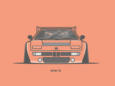 BMW M1 bmw illustration lineart m1 racecar red vector
