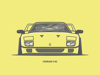 Ferrari F40 automotive f40 ferrari illustration lineart racecar supercar vector yellow