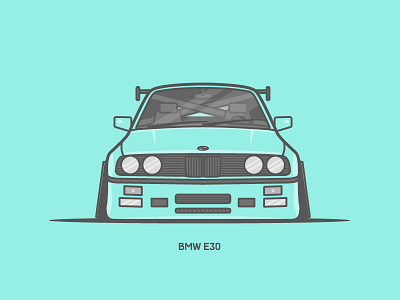 BMW E30 automotive blue bmw car e30 illustration lineart vector