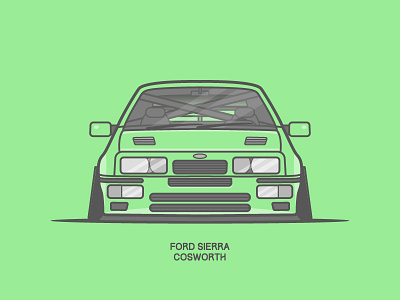 Ford Sierra Cosworth car flat ford green icon illustration lineart vector