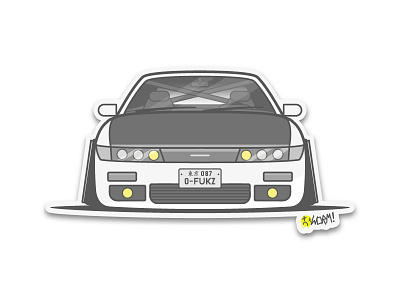 S13 Silvia car icon illustration lineart sticker vector