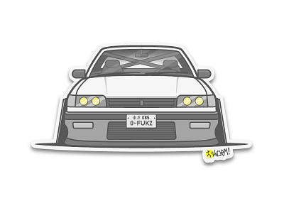 R31 Skyline car icon illustration lineart sticker vector