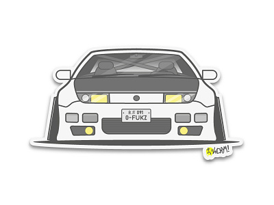 Z32 300ZX car icon illustration lineart sticker vector