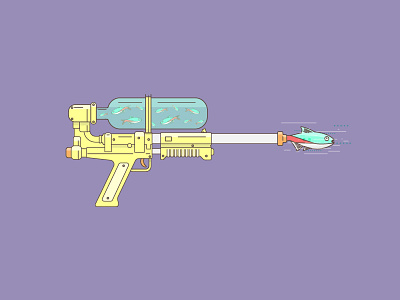 Fish Gun fish gun icon illustration lineart neon purple super soaker