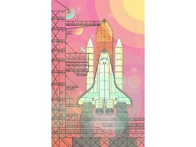 Mars 2015 earth illustration mars neon shuttle space space shuttle stars sun vector