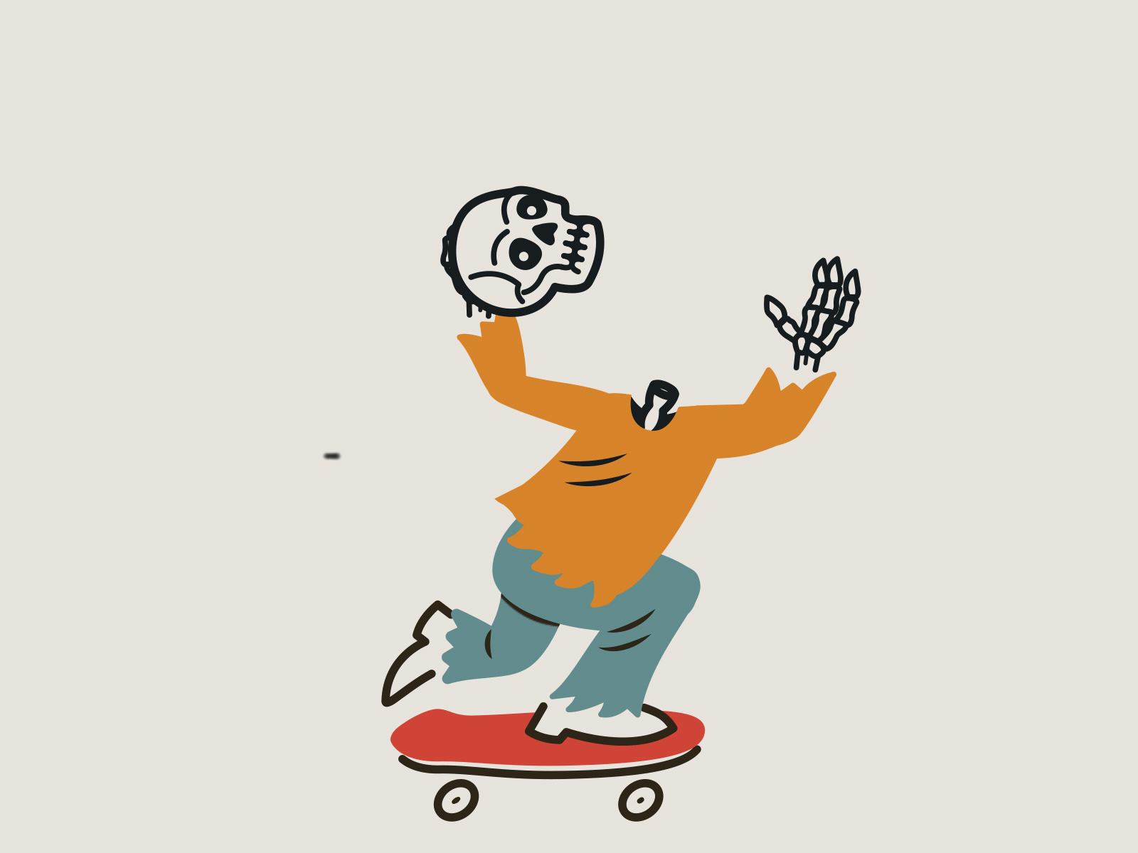 Skullboarder 2d 3d after branding character corporate design duik effects hand illustration joysticks n sliders loop animation motion rig skateboard skull spooky vector