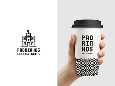 Padrinhos brand branding castle coffee cup identity logo portugal typography type custom type