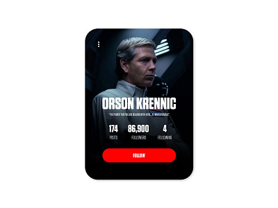 Star Wars Rogue One User Profile adobe illustrator adobe photoshop daily ui daily ui 006 daily ui day 006 orson krennic star wars star wars rogue one star wars rogue one user profile ui