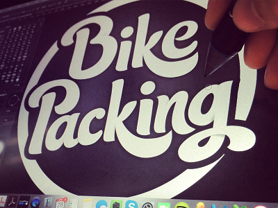 Bike Packing logo biker cycling forest logo logotype nature travel typography
