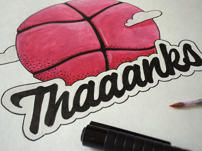 Thaaanks basket ball brush draw dribbble skatch thank you thanks