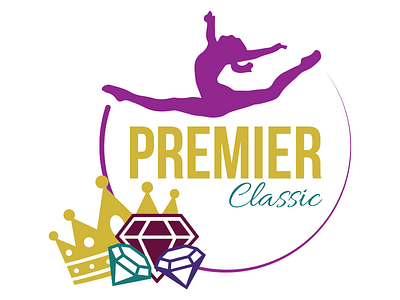 Premier Classic Gymnastics Meet Logo branding gymnastics logo design