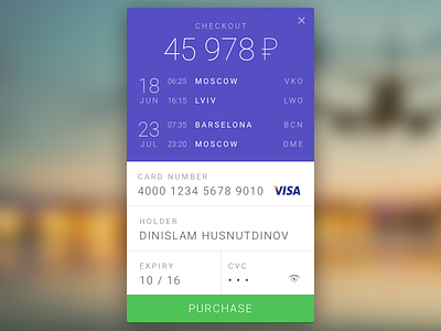 Daily UI #002 — Credit Card Checkout avia card checkout credit daily ui ticket ui