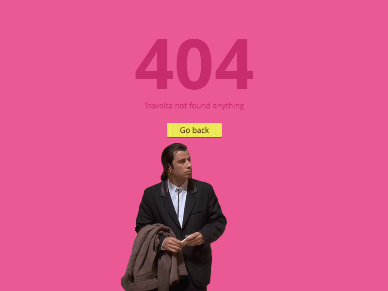 Day 008 — page 404 404 challenge dailyui travolta ui