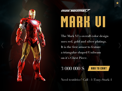 Day 012 — Stark Industries Shop challenge costume dailyui e commerce industries ironman mark 6 marvel shop stark ui wishlist