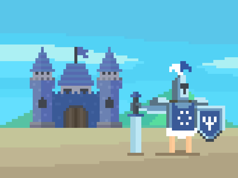 Blue Castle & Knight by Dinislam Husnutdinov on Dribbble