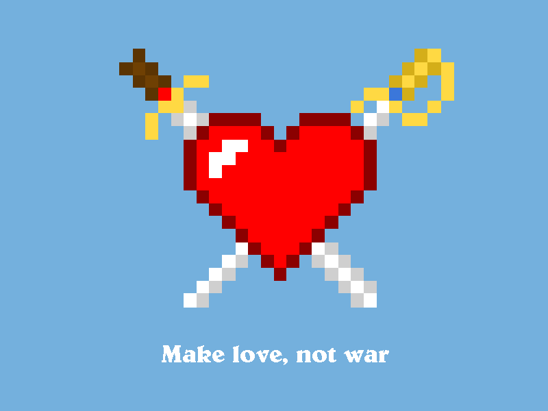 Make love, not war animation art chatwars game gif heart mmo pixel sword war