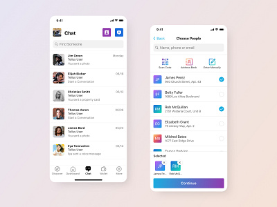 Chat Choose People add app collection contact design gradient interaction iphone x list mobile select ui user