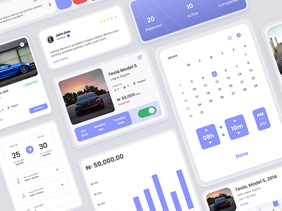 Car Rental App Components app ui ux web design