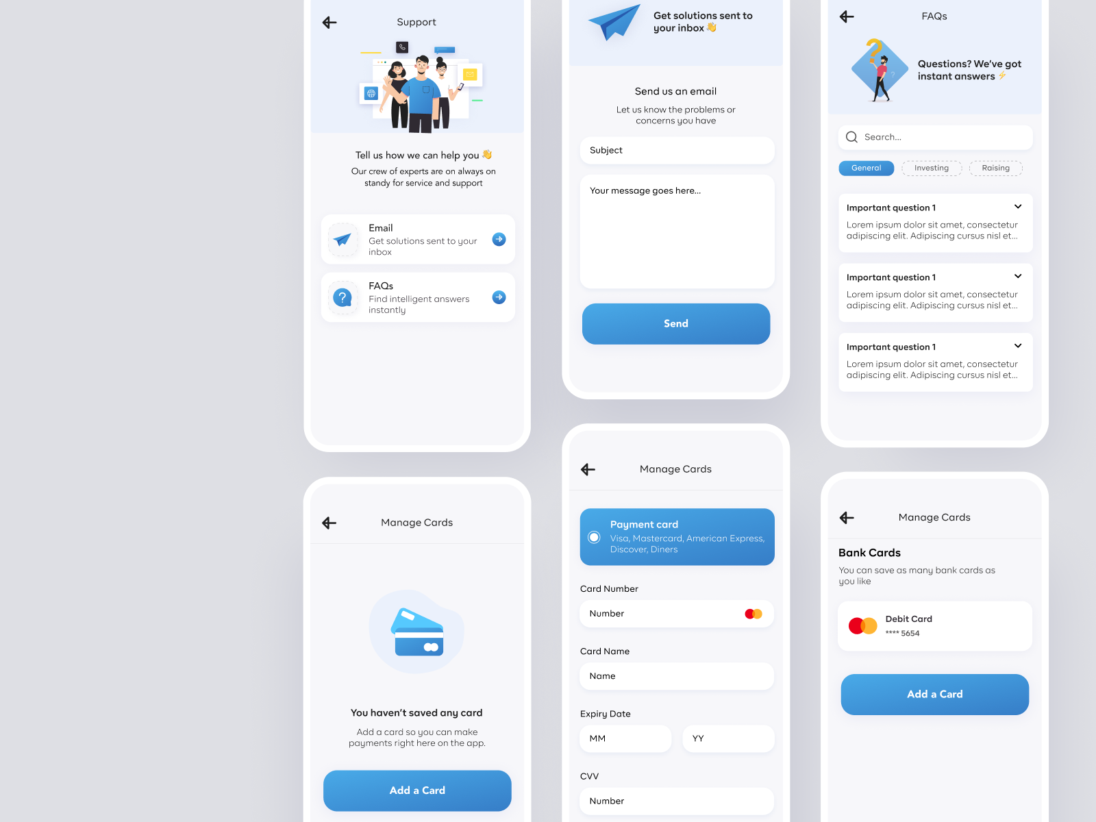Email, FAQs, and Bank Card Management by Amara Irobi on Dribbble
