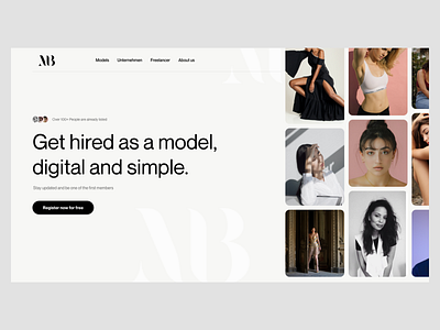 Digital Model Platform Landingpage animation beauty design fashion images landingpage light minimal model uiux design