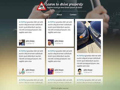 Learn to drive properly driving homepage layout product twitter ui website