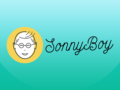 Sonnyboy Logo dork geek glasses head lettering line logo yellow