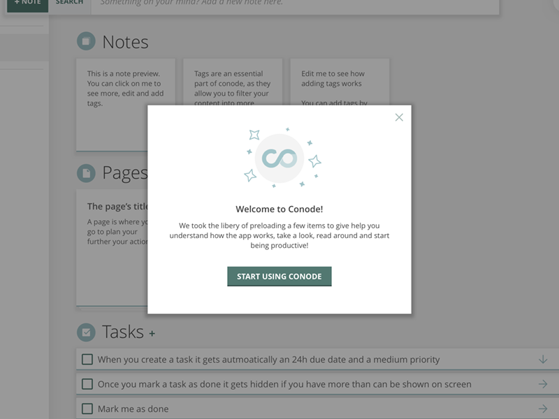 Welcome modal window dashboard overlay sucess introduction stars notes onboarding welcome modal