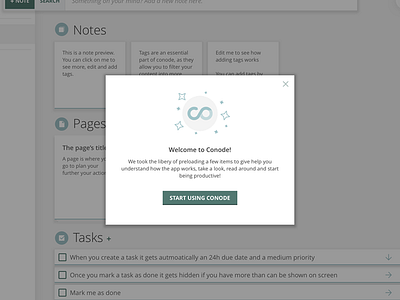 Welcome modal window