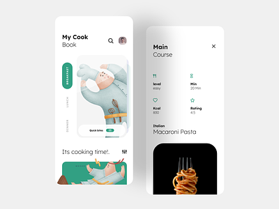 Cooking & Recipes App UI screens