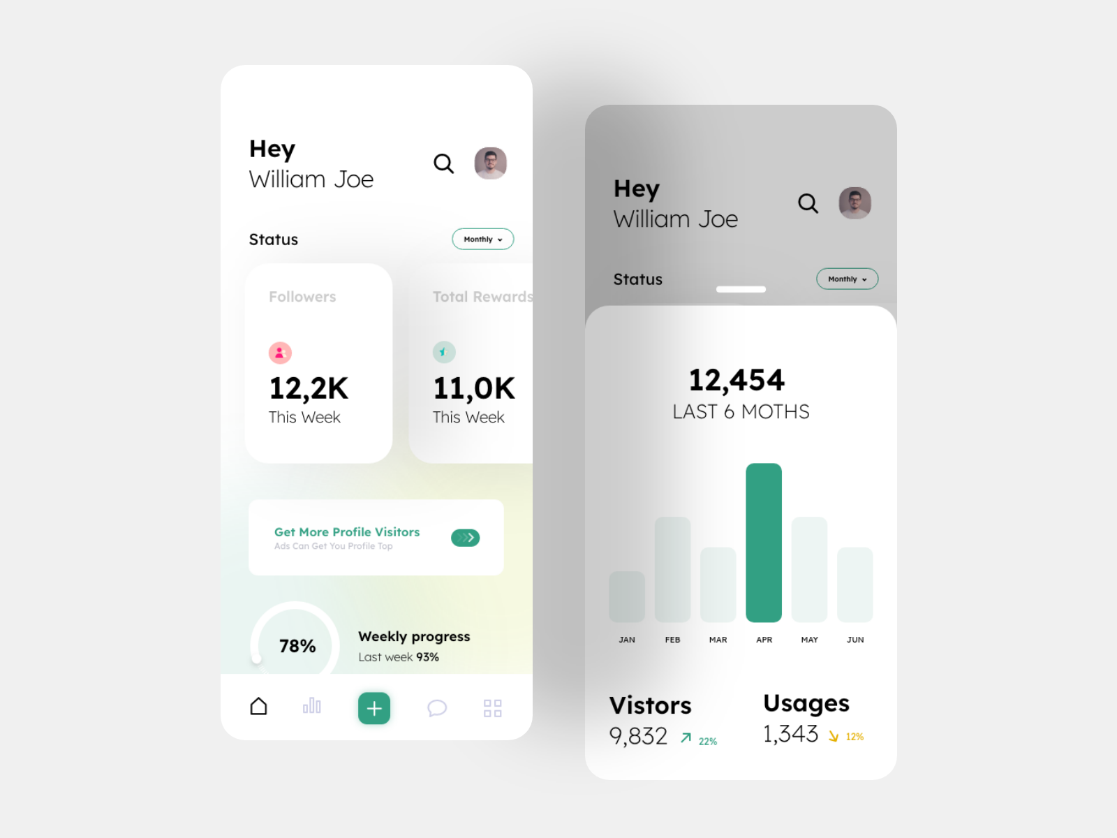 Social media app UI screen by sakin kumar on Dribbble