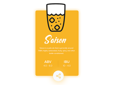 Saison Beer style beer card design glass info shadow ux