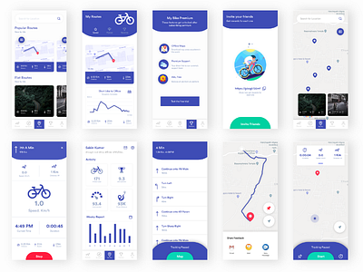 Cycling App Ux app chart cycle dashboard fitness gradient icons ios menu ui ux