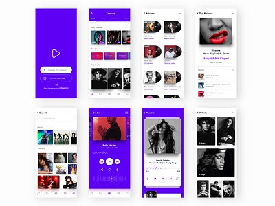 Music App For UI app cd fm gradient listen music player radio song ui ux