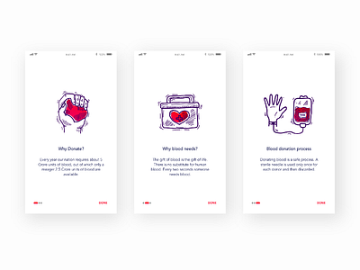 Onboarding Screens For Blood Donating App guide illustration onboard screen ui ux