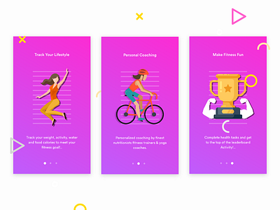 User On Boarding Screens app boarding demo fit guide launcher on screen ui ux