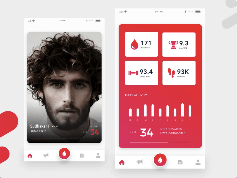 Blood Donating App app blood donation cards gradient interaction loading mobile interface ui ux
