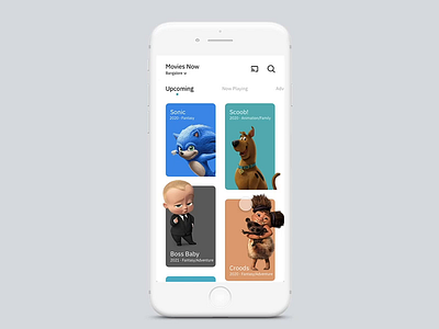 Movie app UI/UX - Inspiration adobe xd app auto animate cards design free resource ios app movie app movie mobile ui ux xd design xddailychallenge