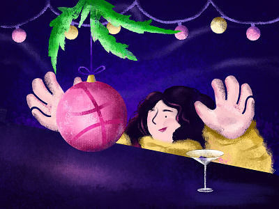 I've got you, dribbble happy hello dribble holidays illustration present