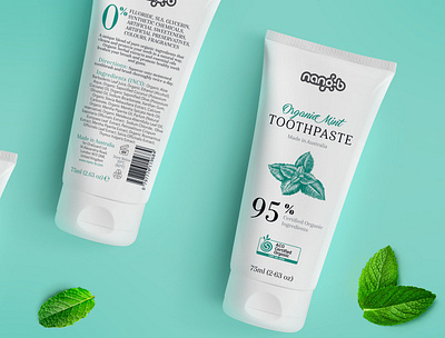 Toothpaste label for Nano-b 99design 99designs cosmetics green illustration label leaf mint toothpaste typography