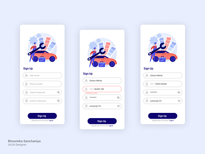 Sign Up | Car Service design illustration ui ux