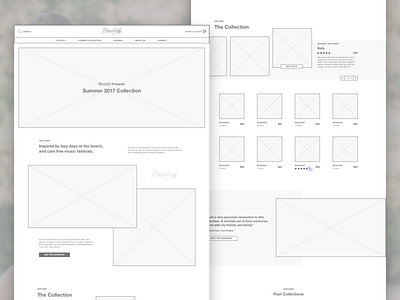 Fashion Collection Wireframes ecommerce editorial fashion grayscale lookbook ux wireframes