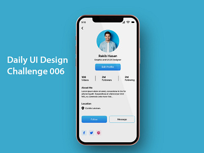 User Profile Daily UI Design Challenge 006