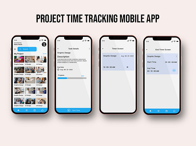 Project Time Tracking Mobile App daily ui daily ui challenge dashboard design graphic design mobile app mobile app design mobile application project time tracking app projectmanagement time tracking ui ui ux user interface virtual office website design