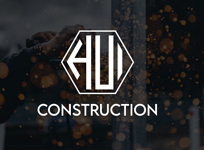 HUI Construction Logo brand identity