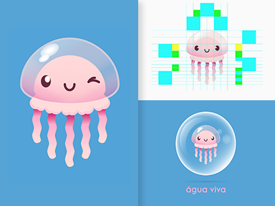 água-Viva bubble cute jellyfish kawaii logo pink sea