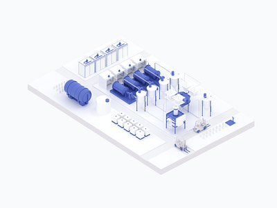 3D model for an engineering center 3d animation blender blue design engineering factory illustration