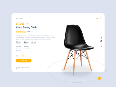 Furniture eCommerce Website 360 view add to cart cart chair checkout clean design decor dining room ecommerce furniture interface interior minimalist product design shop shopping showcase store ui web design
